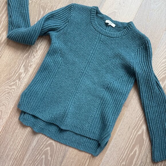 Madewell Green Knit Sweater + J.Crew Colorblock Sweatshirt Bundle - Picture 2 of 3